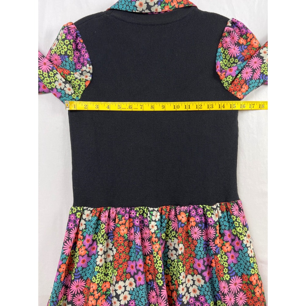 SSYS The Label Maxi Dress Womens Medium Black Floral Tiered Ribbed Mixed Media - Picture 6 of 13